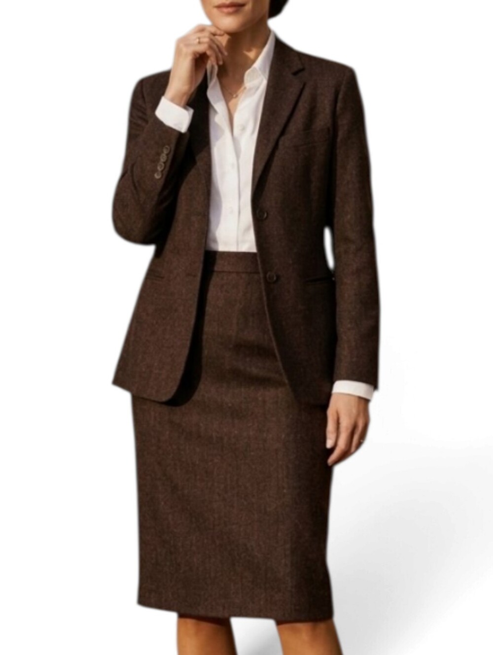 LORO PIANA × NEW YORK INDUSTRIE 2 Piece Suit Wool Blazer Pencil Skirt 44 8